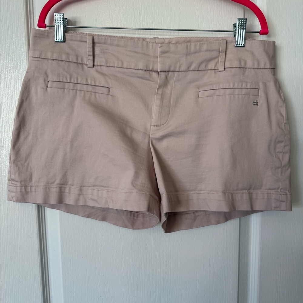 Calvin Klein Dusty Pink Tan Chino Shorts Size 12 Mid Rise Casual Summer